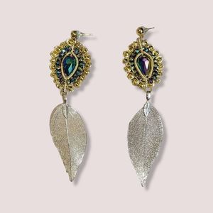 Agave Girl Boutique Women's Feather, wire, Iridescent Drop Earrings In gold